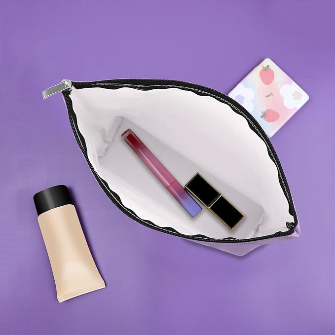 Sazuwu Happy Camper Gifts for Couples Purple Makeup Bag Camping Themed Gifts for Adults Camper Accessories for Travel Trailers Cosmetic Bag Travel Toiletry Bag Birthday Christmas Graduation Gift
