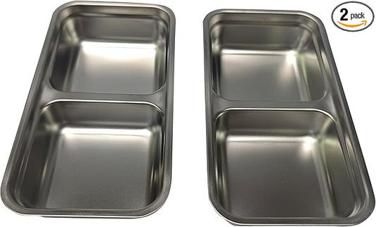 2 Pack Stainless Steel Snack Containers with Leak-Proof Lids, Reusable Food Storage Boxes, Dishwasher Safe Portable Lunch Containers for Meal Prep, Travel, Camping (2-Cell)