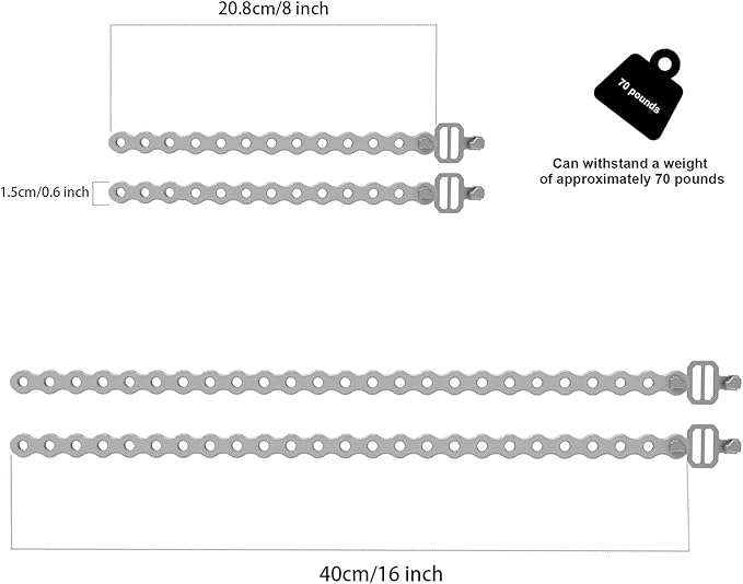 Modular Straps, Safety Strap Set to Secure Splits, 70 pound load, 8" and 16" lengths, Flexible Multi-Tool, Wearable Gadget for Outdoor Adventure, Survival, Camping, Travel (4-Pack) (Gray)
