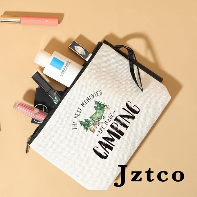Camping Gifts for Women Girl Friends Funny Camping Bags Travel Toiletry Bag for Graduation Gift for Her Christmas Birthday Gifts for Girls Sister Bestie Friend BBF Makeup Bag Best Memories
