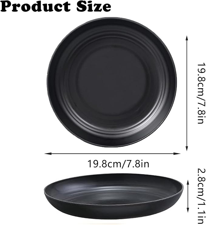 Wheat Straw Plates, Unbreakable Dinner Plates Set of 6, 8 Inch Plastic Plates Reusable, Dishwasher & Microwave Safe, Lightweight Salad Plates for Camping/Kitchen