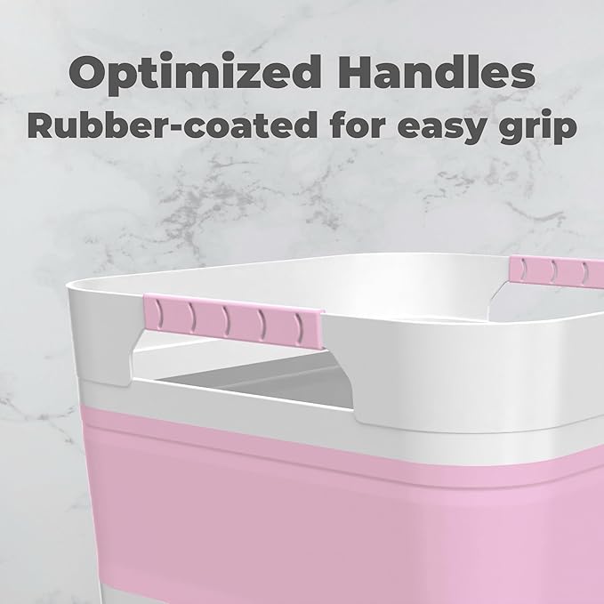 GIMWA 2.6 Gal(10L) Collapsible Wash Basin for Baby Bottles,Pink Space-Saving Collapsible Dish Basin with Drain Plug for bottle washing, Collapsible Bucket for RV Kitchen Essentials