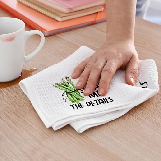 2Pcs Funny Kitchen Towels, Asparagus Onion Vegetable Decor, Hostess Gifts, Dish Towel, Housewarming Gift for Her Women, Wedding Shower Gift, Waffle Weave Hand Towels
