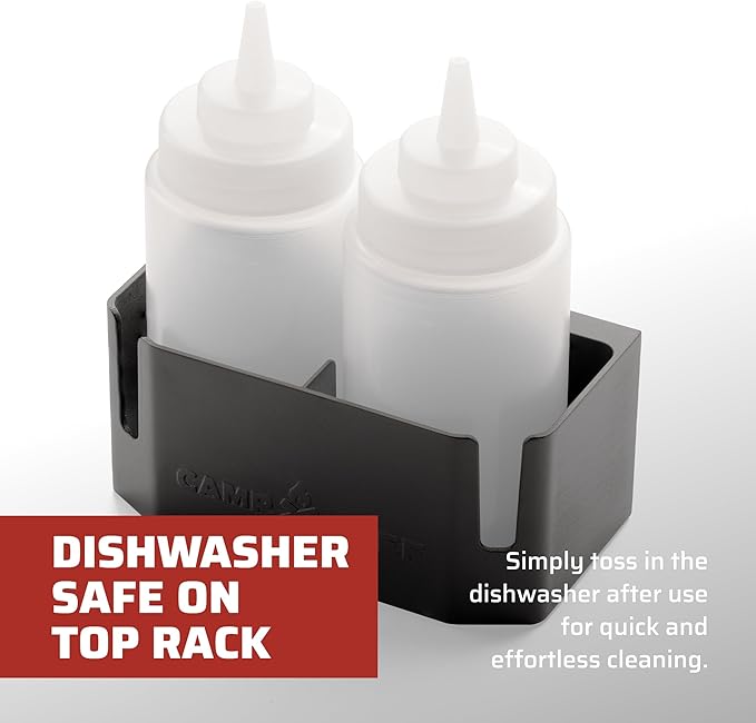 Camp Chef Bottle Caddy - Flat-Top Griddle Accessories Includes 2 Squeeze Bottles and Magnetic Bottle Holder