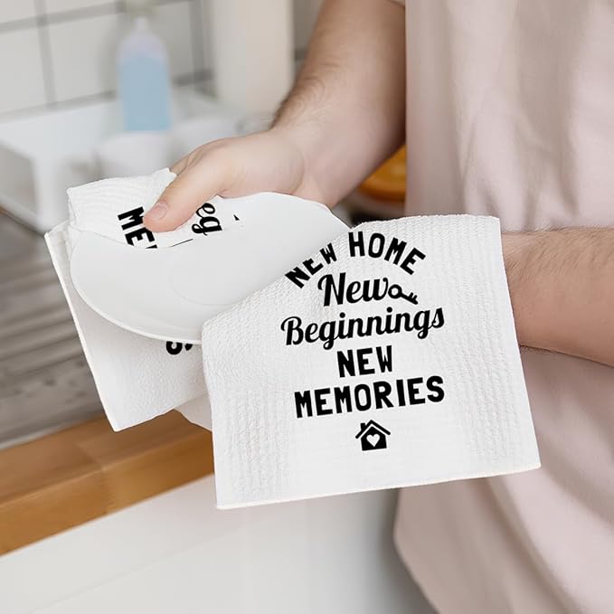 2PCS Housewarming Gifts New Home for Women Kitchen Towels, Reusable Absorbent Waffle Weave Dish Tea Towels for Cleaning Cooking Baking, Microfiber Kitchen Towel, Farmhouse Gifts for Family Friend