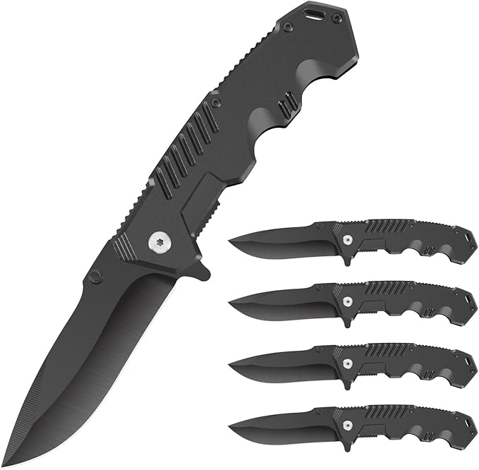 4-Pack Pocket Knife Set – Assisted Opening, Liner Lock, EDC Work Knife for Men, Bulk Gift Box Ready, Laser Engraving, Camping & Utility (4 Knives)