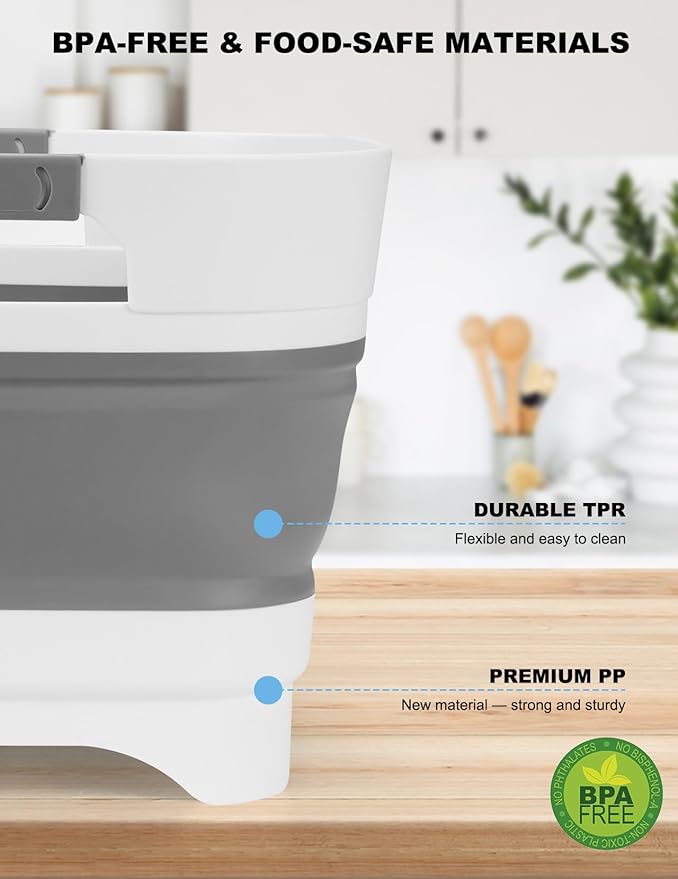 Collapsible Wash Basin Portable Foldable Sink Basin, BPA-Free Silicone Vegetable Fruit Washing Bowl, Space Saving Multi-Purpose Sink for Baby Bottle, Kitchen Camping Travel