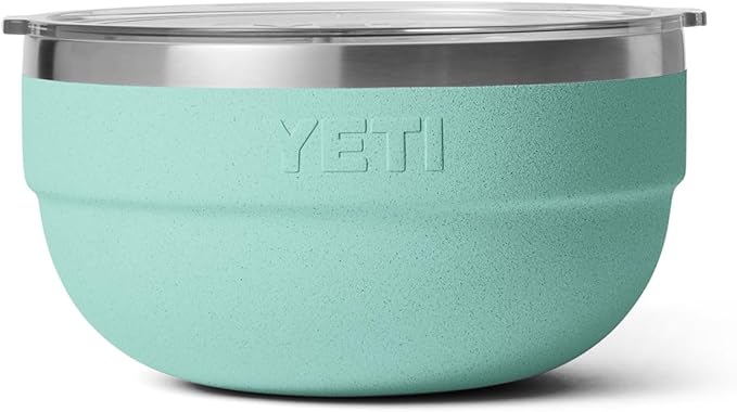YETI Rambler Bowls, Vacuum Insulated, Stackable and Nestable Stainless Steel Bowl with Lid, 2 Quart, Sea Stone