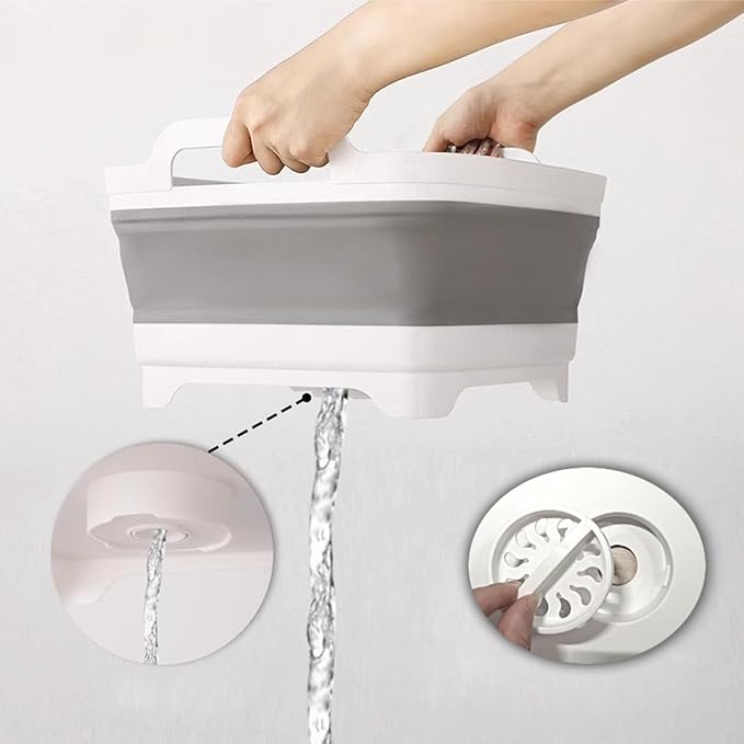 2.9 Gal(11L) Collapsible Wash Basin with Drain Plug, Space Saving Multiuse Foldable Sink Tub,Dishpan,RV camping sink,Vegetable Washing basin,Ice Beverage Tubs,Laundry & Kitchen Use