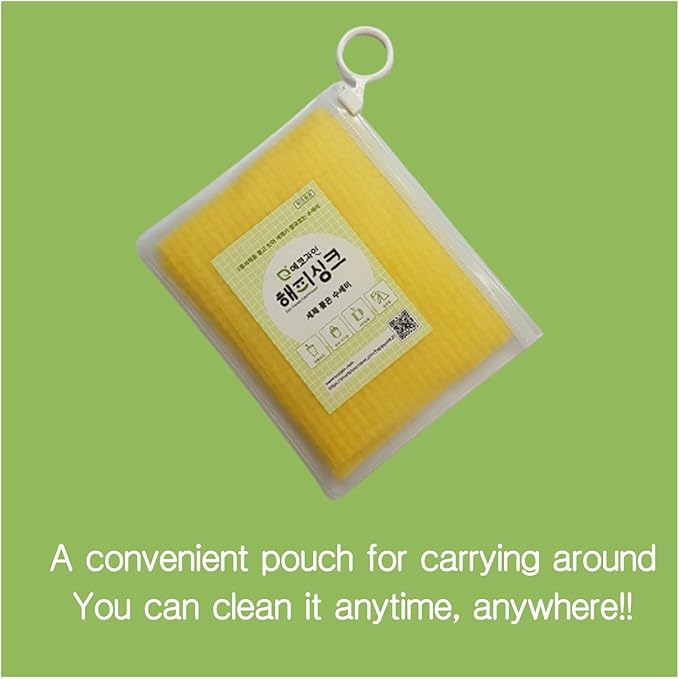 Disposable Scrub Sponge Contains Dried Detergent / Portable Pouch/ Small Size(12cmX10cm ±2cm),80Sheets / Cleaning Dishes Anytime,Anywhere / Portable Pre-soaped Wipe / No Need Detergent Yellow