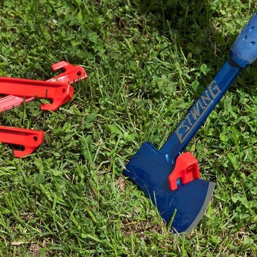 ESTWING Camper's Axe - 14" USA Made Blue Hatchet with Tent Stake Puller & Shock Reduction Grip - E6-25A