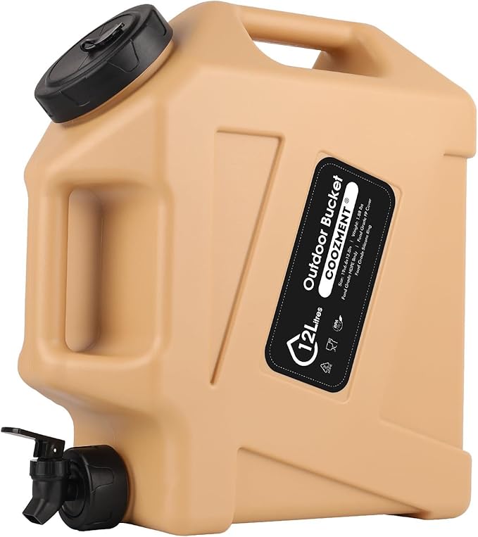 COOZMENT 3.2 Gallon/5 Gallon Water Containers with Spigot, BPA Free Water Jug, Military Green Water Tank, Multifunction Water Storage Containers for Camping Outdoor Hiking,Emergency Stroage