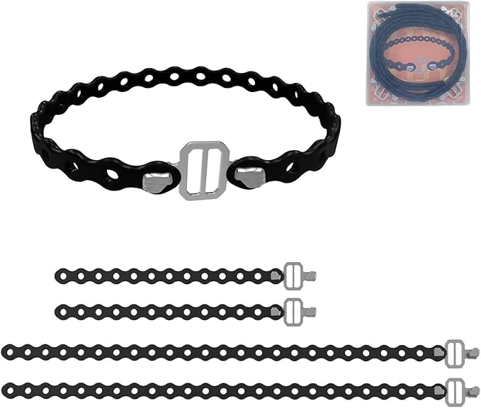Modular Straps, Safety Strap Set to Secure Splits, 70 pound load, 8" and 16" lengths, Flexible Multi-Tool, Wearable Gadget for Outdoor Adventure, Survival, Camping, Travel (4-Pack) (Black)