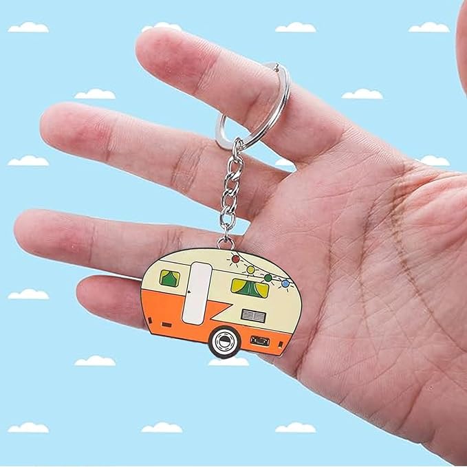 Camper Keychain, Upgraded Double-Side Metal Camping Key chain, Couples RV Accessories Set of 2 for Men Women