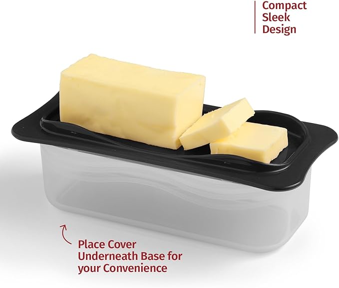 Signoraware Butter Dish with Lid -Butter Keeper Container with Clear Lid for Countertop, Frige- Durable Plastic, Unbreakable Standard Butter Dish Holder For Home, Camping, Multipurpose Bpa Free- Black