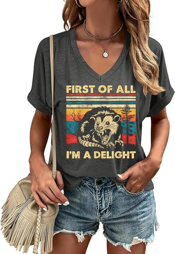 Graphic V Neck Shirt for Women Boho Floral Wildflowers Tee Casual Cottagecore Summer T-Shirt Blouse