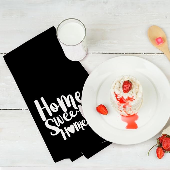 2PCS Cute Heart Love Home Sweet Home Valentine's Kitchen Towels, Valentines Day Decor for Couples, Reusable Absorbent Waffle Weave Dish Tea Towels for Cleaning Cooking, Microfiber Kitchen Towel