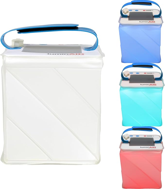 LuminAID Nova Colors Solar Camping Lantern - Twist-to-Inflate LED Lamp with 8 Color Modes Perfect for Camping, Hiking, Travel and More - Emergency Light for Power Outages, Hurricane, Survival Kits