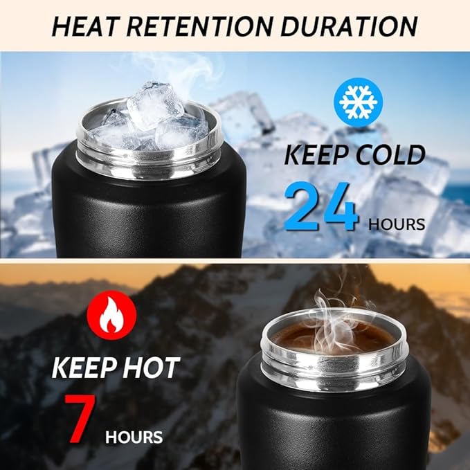 Insulated Water Bottle with Night/Camping Lantern with 5 Modes & Brightness, BPA Free Insulated Tumbler with Handle, Straw and Spout, Camping Tent Light for Outdoor Travel Emergency