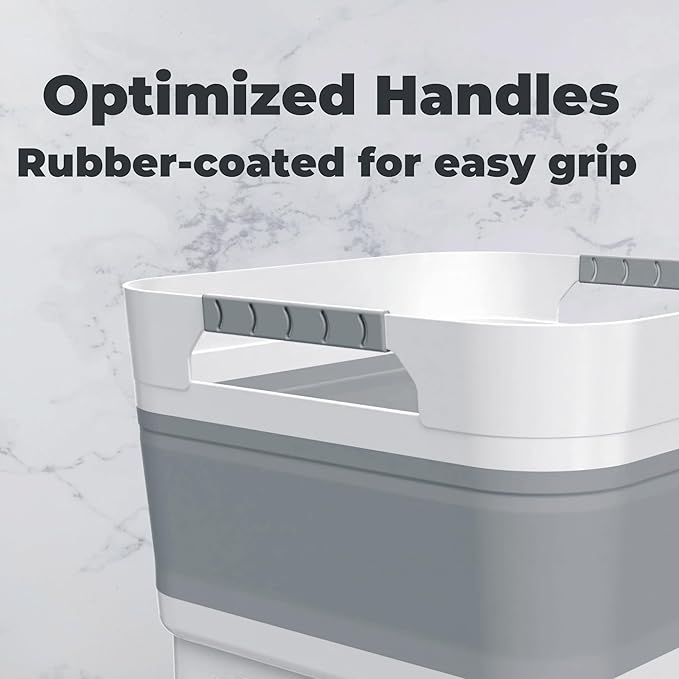 GIMWA 2.6 Gal(10L) Collapsible Wash Basin for Baby Bottles, Gray Space-Saving Collapsible Dish Basin with Drain Plug for bottle washing, Collapsible Bucket for RV Kitchen Essentials