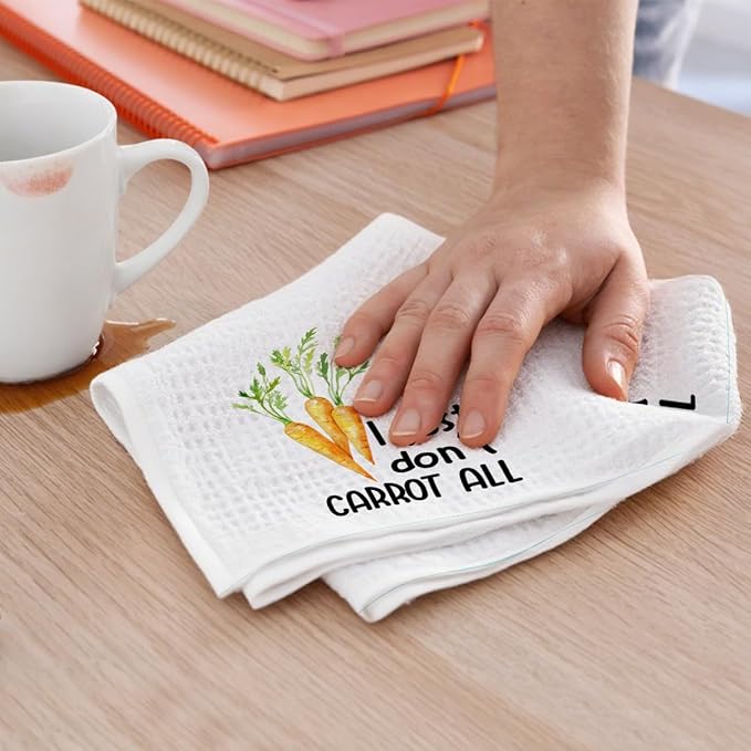 2Pcs Funny Kitchen Towels, Carrot Corn Vegetable Decor, Hostess Gifts, Dish Towel, Housewarming Gift for Her Women, Wedding Shower Gift, Waffle Weave Hand Towels