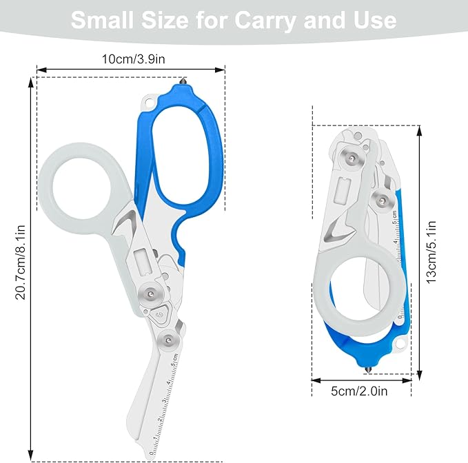 Lemasa6 in 1 Multifunctional Combination Tool, Folding Retractable Emergency Shears, Outdoor Camping Tools, Seat Belt Cutter, Oxygen Cylinder Wrench, Complimentary Adjustable Wrench (blue-grey)