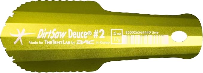 TheTentLab DirtSaw® Deuce #2 - .6 oz Ultralight Backpacking Trowel, Color: Lime