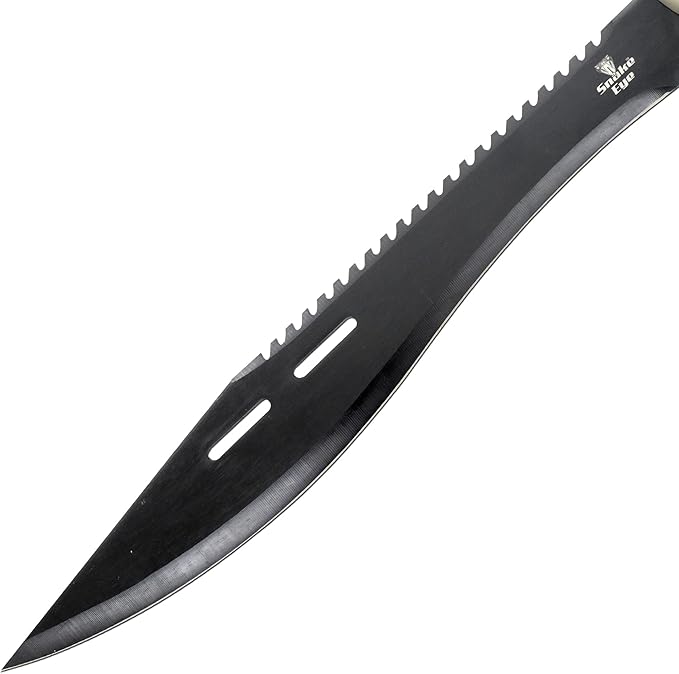 Snake Eye Tactical Full-Tang Machete – Heavy Duty Fixed Blade Survival Tool with Reinforced Nylon Sheath for Camping, Hunting, and Bushcraft
