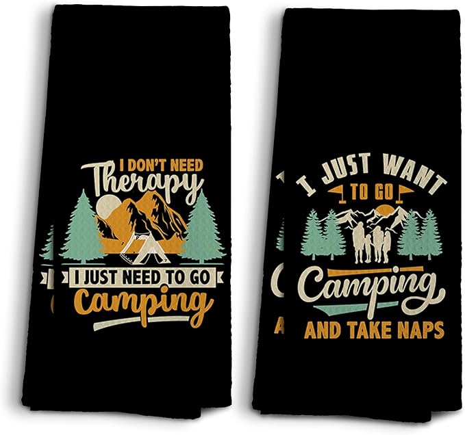 Camp Towel, Camper Gifts, Camping Tents Decor, Kitchen Towels, Set of 2, 16x24