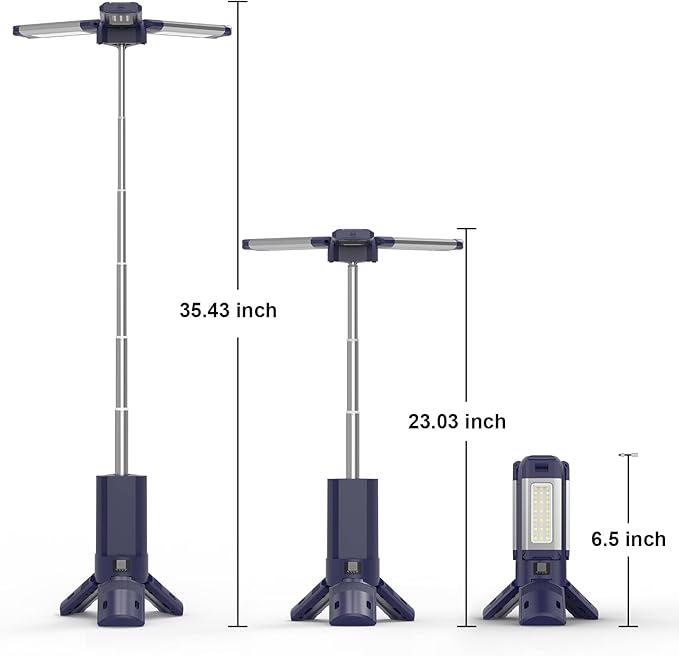 IODOO 10000mAh Rechargeable 4000LM Camping Light Telescopic Camping Lantern , 270° Rotating Aluminum , Remote Control, Warm/White/Nature, Dimmable for Outdoor Camping, IP45 Waterproof,Portable Bag