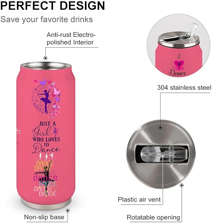 Dance Lover Gifts For Girls Women Dancer Stainless Steel Insulated Tumbler With Straw Lid，Dance Lovers Gift For Dancer As Dance Themed Gifts 17 Oz