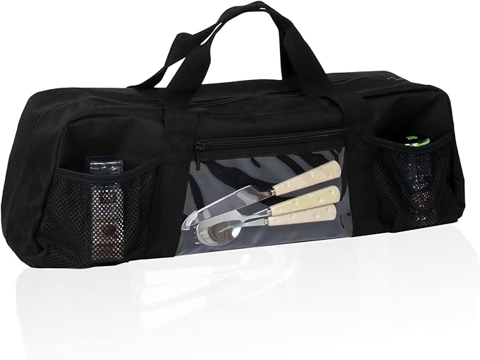 22" Upgraded Grill Tools Storage Bag, BBQ Utensil Holder with Pockets, Carry Bag for Outdoor Camping & Hiking BBQ, Gift for Men