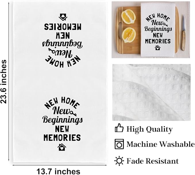 2PCS Housewarming Gifts New Home for Women Kitchen Towels, Reusable Absorbent Waffle Weave Dish Tea Towels for Cleaning Cooking Baking, Microfiber Kitchen Towel, Farmhouse Gifts for Family Friend