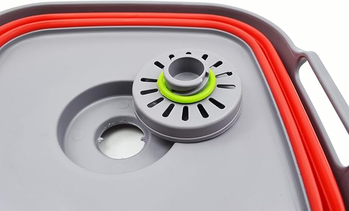 SAMMART 10L (2.64 Gallon) Collapsible Dishpan with Draining Plug - Foldable Washing Basin - Portable Dish Washing Tub - Space Saving Kitchen Storage Tray (1, Grey/Red)