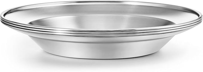 Wealers Stainless Steel Plate Set - 8.5 inch Ultra-Portable Dinnerware Set BPA Free Plates for Outdoor Camping | Hiking | Picnic | BBQ | Beach