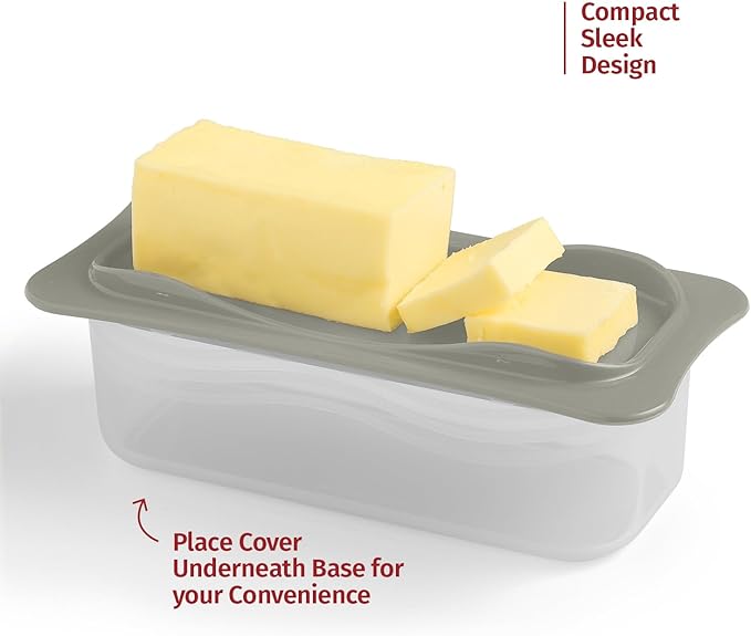 Signoraware Butter Dish with Lid -Butter Keeper Container with Clear Lid for Countertop, Frige- Durable Plastic, Unbreakable Standard Butter Dish Holder For Home, Camping, Multipurpose Bpa Free- Grey