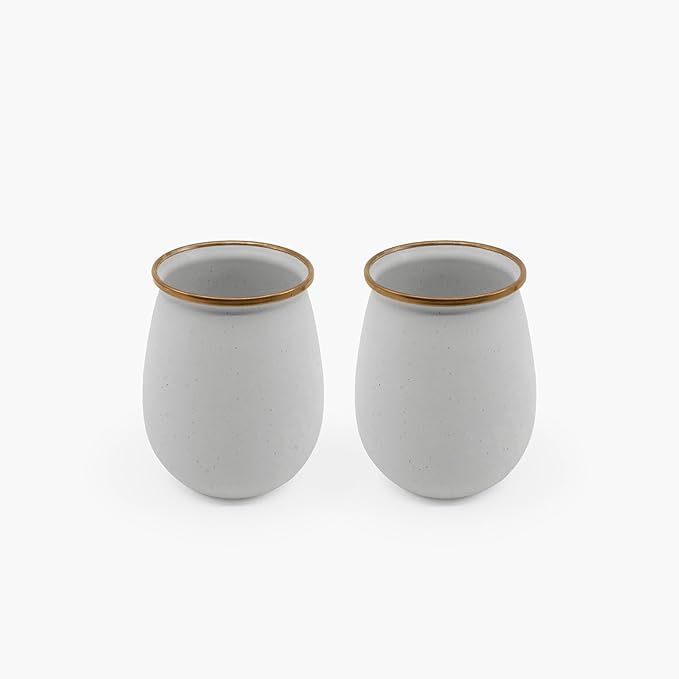 Barebones Enamel Tumblers Set of 2 - Vintage-inspired Design - Durable and Suitable for Outdoor Picnics or Camping (16 Oz, Eggshell)