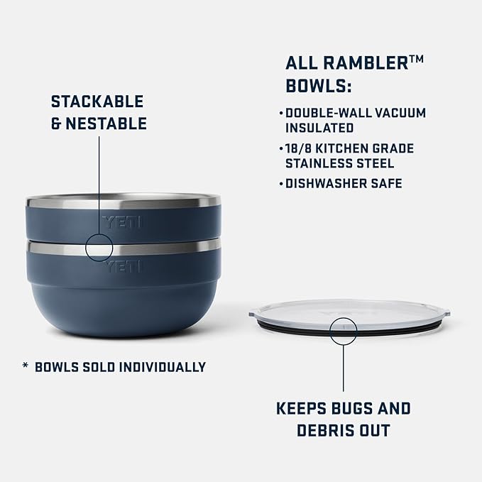 YETI Rambler Bowl, Vacuum Insulated, Stackable and Nestable Stainless Steel Bowl with Lid, 4.5 Quart, Cape Taupe