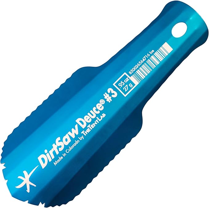 TheTentLab DirtSaw® Deuce #3 - .97 oz Ultralight Backpacking Trowel, Color: madeinUS–ICE