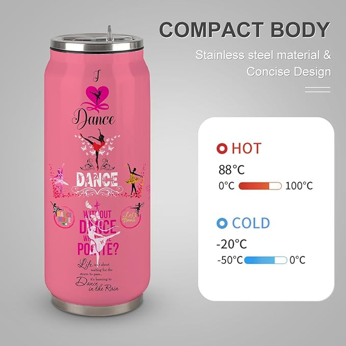 Dance Lover Gifts For Girls Women Dancer Stainless Steel Insulated Tumbler With Straw Lid，Dance Lovers Gift For Dancer As Dance Themed Gifts 17 Oz