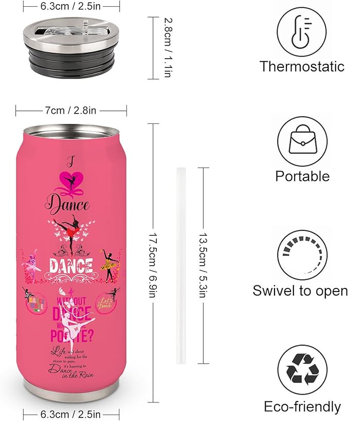 Dance Lover Gifts For Girls Women Dancer Stainless Steel Insulated Tumbler With Straw Lid，Dance Lovers Gift For Dancer As Dance Themed Gifts 17 Oz