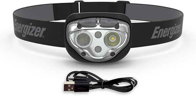 Energizer PRO-400 Headlamp Rechargeable, IPX4 Water Resistant Rechargeable Headlamp, Ultra Bright Multiple Light Modes Head Lamp, Camping, Running, Outdoors, Emergency Light, USB Included