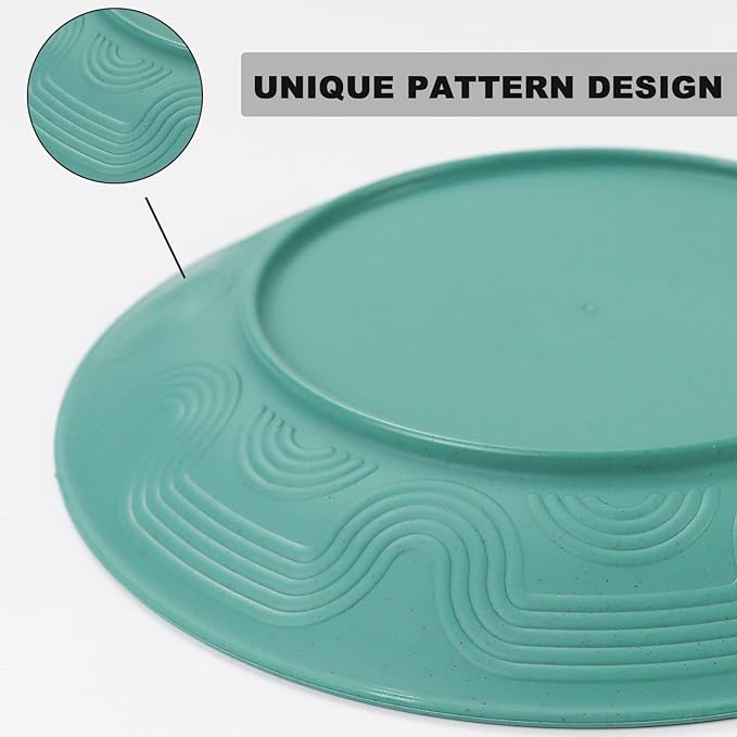 PYRMONT 40 PCS Wheat Straw Plates and Bowls Set Unbreakable Dinnerware Set Dishes for 8-Plate Sets,Cups Set,Microwave & Dishwasher Safe Bowls Set for Party,Family Gathering,RV-Multi