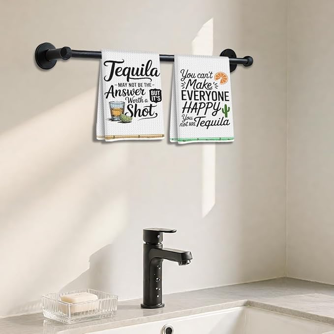 2PCS Tequila Gifts, Funny Waffle Weave Kitchen Towels, Tequila Accessories, Cute Decorative Dish Towels Sets, Housewarming Gift, Mexican Gift for Women Men Cinco De Mayo Decorations