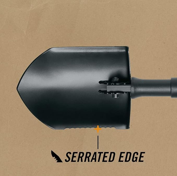 Gerber Gear Military Style Tactical Folding Spade E-Tool, Heavy-Duty All Purpose Camping and Emergency Car Shovel with Serrated Edge, Compact Survival Gear, Black