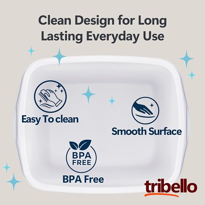Tribello 2-Pack Dish Pans for Kitchen Sink, Plastic Tub Dishpan Wash Basin and Foot Bath for Soaking Feet, Wash Bucket for Washing and Storage Cleaning Supplies - 12 Quarts - Heavy Duty - (White)