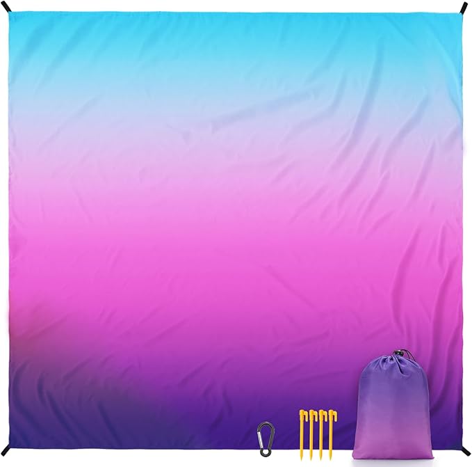 WIWIGO Beach Blanket Waterproof Sandproof Beach Mat 79" X 83"/10'x9'for 2-8 Adults Quick Drying Outdoor Picnic Mat Beach Accessories for Travel, Camping, Hiking
