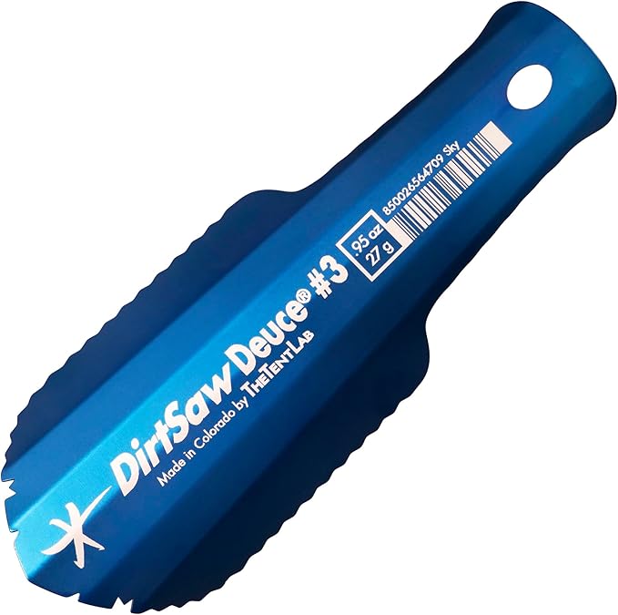 TheTentLab DirtSaw® Deuce #3 - .97 oz Ultralight Backpacking Trowel, Color: madeinUS–Sky
