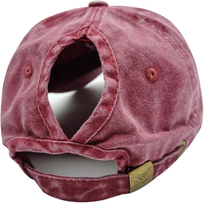 Waldeal Women's Embroidered Adjustable Ponytail Hat Low Profie Washed Baseball Cap