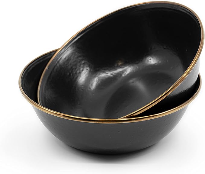 Barebones Enamel Bowl Set - Dish Set of 2 Bowls - Enamelware Set for Camping and Everyday Use (Charcoal)